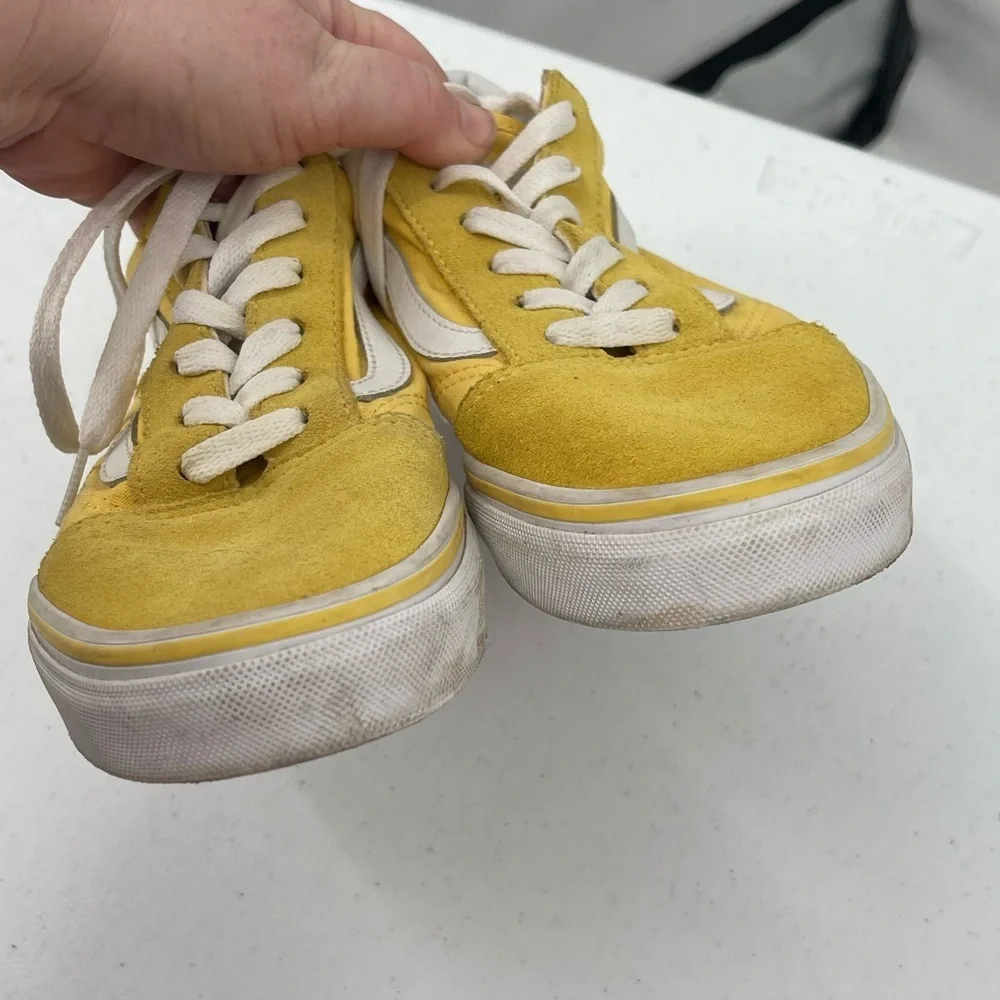 Vans yellow leather canvas skater sneakers
